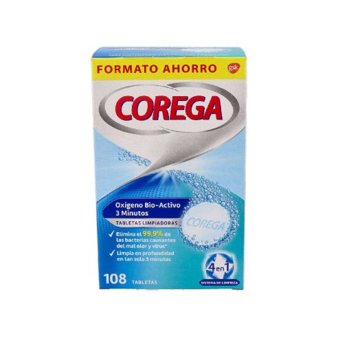 COREGA OXIGENO BIO-ACTIVO LIMPIEZA PROTESIS DENTAL 108 TABLE