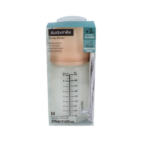 BIBERON ANTICOLICO ZERO SILICONA SUAVINEX 3M 270 ML