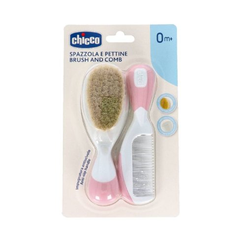CEPILLO Y PEINE INFANTIL CHICCO PELO NATURAL ROSA