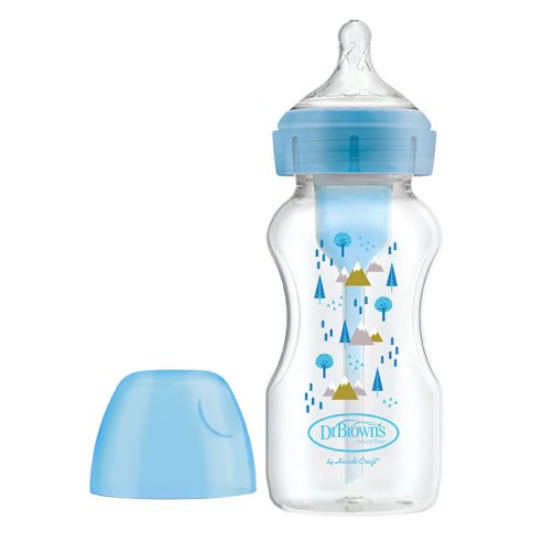 BIBERON SILIC. B. ANCHA DR BROWN´S NAT FLOW 0M 270ML AZUL